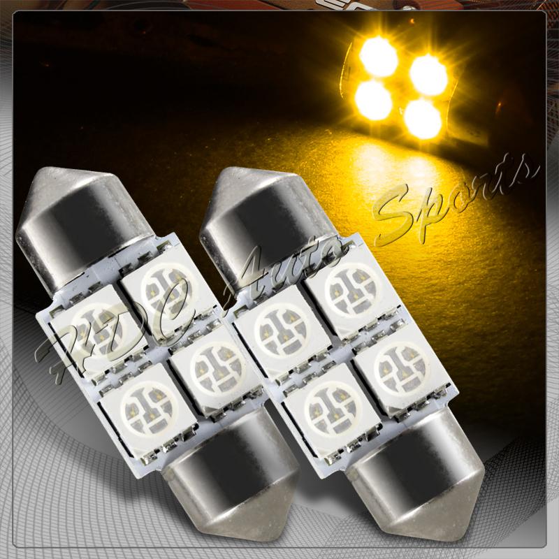 2x 31mm 4 smd amber led festoon dome map glove box trunk replacement light bulbs