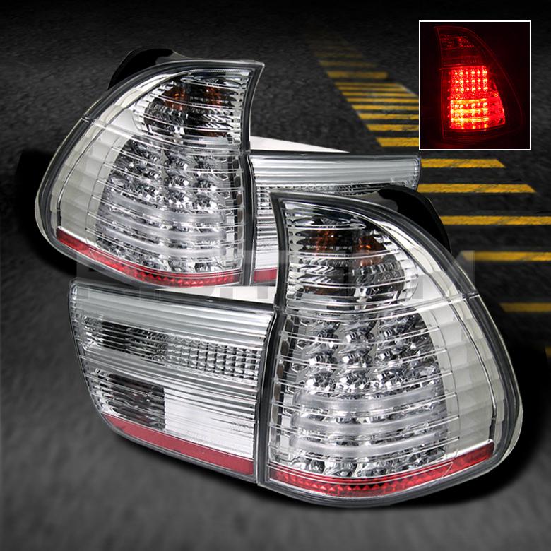 00-06 bmw e53 x5 3.0i 4.4i 4.6is 4.8is chrome led tail lights lamp w/trunk piece