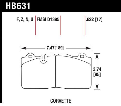 Hawk performance hb631n.622 disc brake pad 09-13 corvette corvette (canadian)