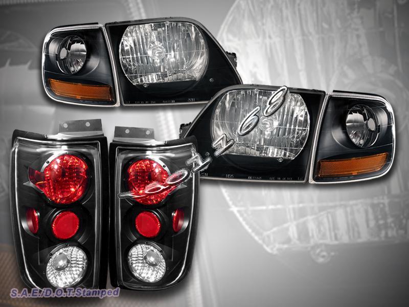 1997-2002 ford expedition headlights black / corner lights / black tail lights