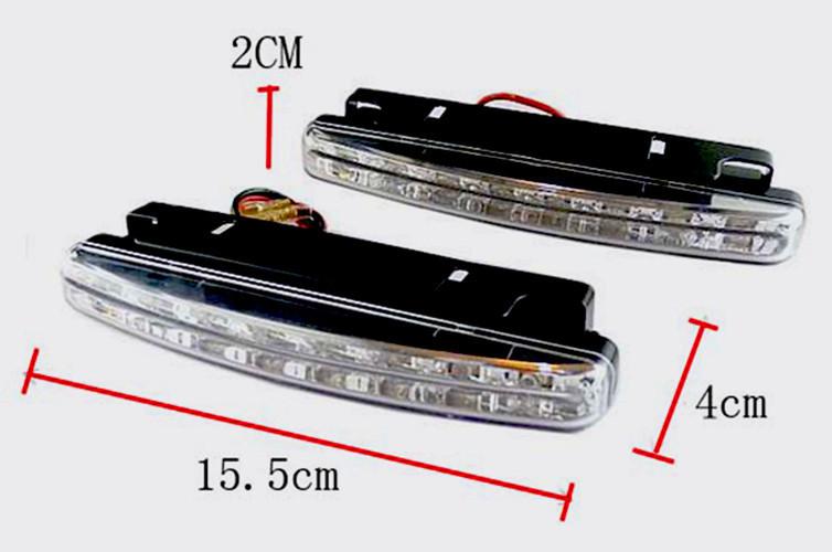 2 x 8 led lights universal fit car daytime running light drl head lamp lighting