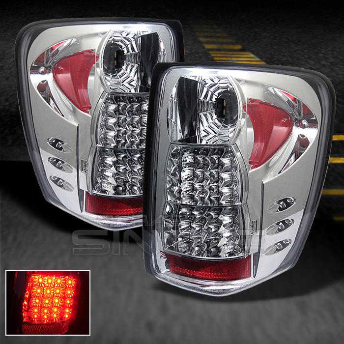 99-04 jeep grand cherokee sport suv chrome led tail brake lights lamp left+right