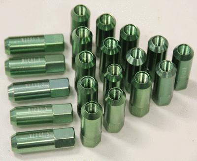 Green 20pc aluminum racing 12x1.5mm wheel extended lug nuts civic integra eg dc2