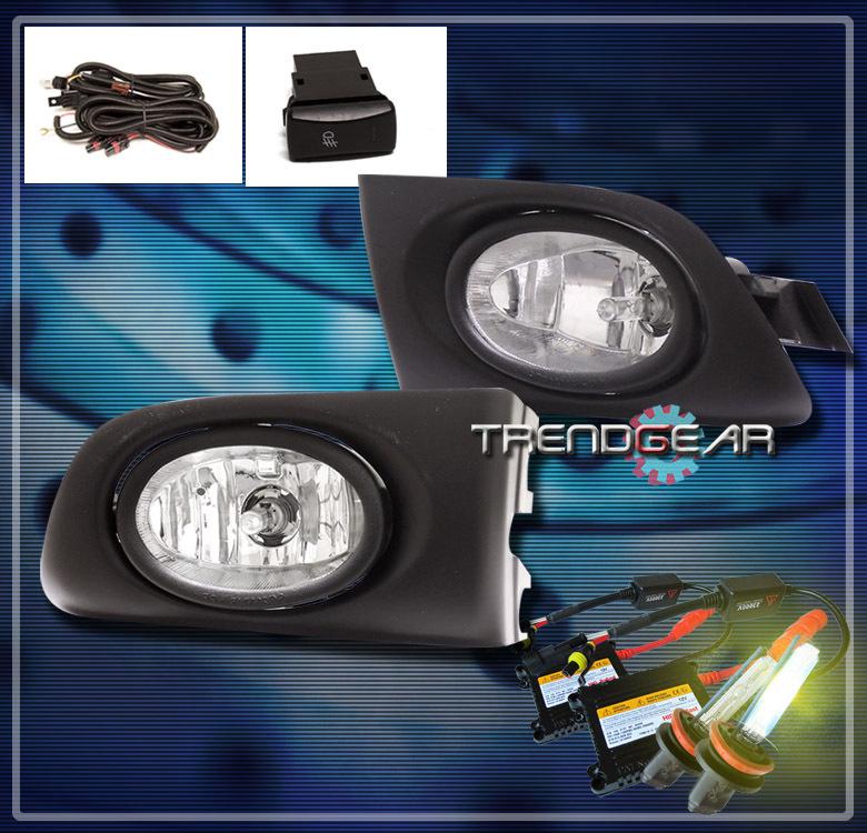 01 02 03 honda civic 2/4dr jdm bumper fog lights lamp+oem switch+3000k xenon hid