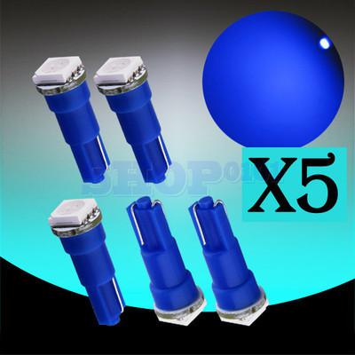 5pcs t5 1 smd blue dashboard wedge led car light bulb lamp