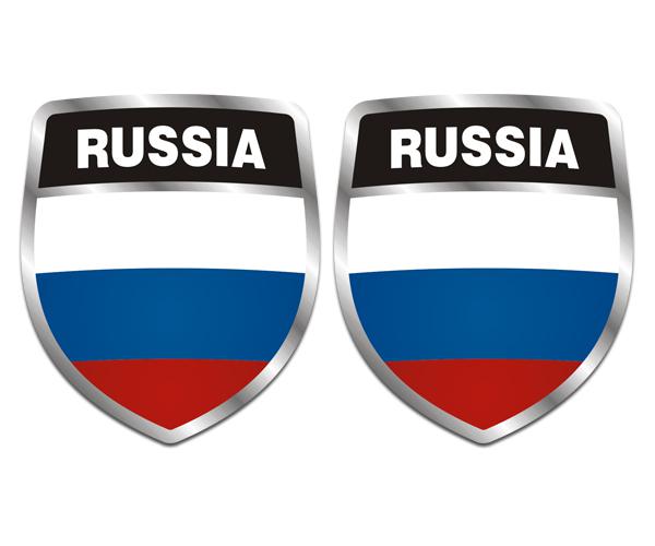 Russia flag shield decal set 4"x3.4" russian soviet vinyl car sticker zu1