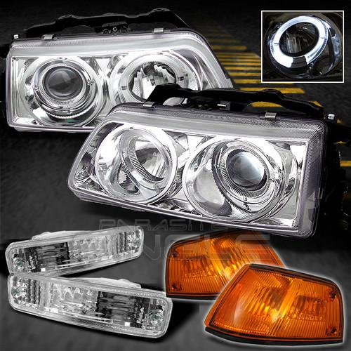 88-98 civic 4dr clear halo projector headlights+amber corner+clear bumper signal