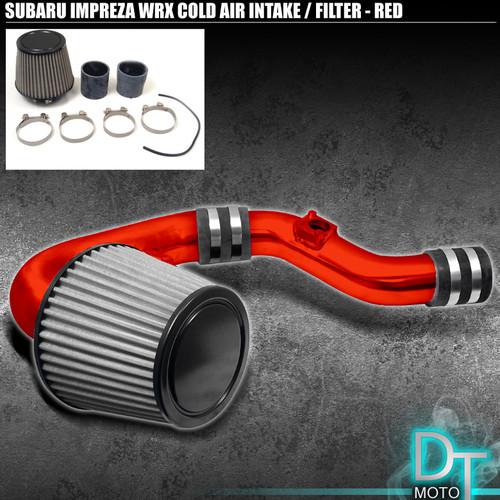 Stainless washable cone filter + cold air intake 02-03 impreza wrx 2.0l red