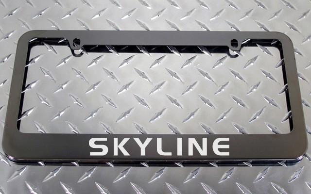 1 brand new nissan skyline gunmetal license plate frame +screw caps