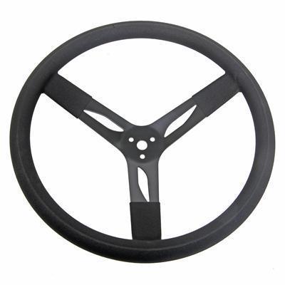 Quickcar steel steering wheel natural black rubber grip 17" diameter 3" dish ea
