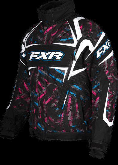 Fxr womens velocity storm cyan/fuchsia warm winter snowmobile jacket-12 / 14/ 16