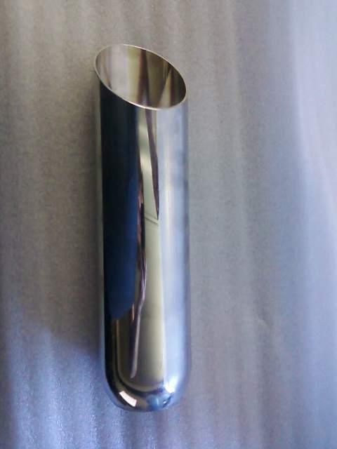 Stainless chrome tips/angle cut 3" x 12" -  2" inlet