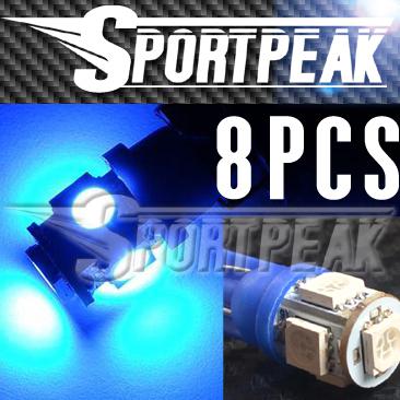 8pcs t10 w5w 194 168 501 2825 blue 5050 5 smd led car light bulb