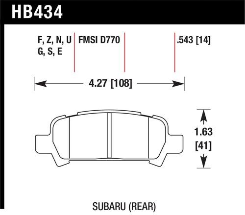 Hawk performance hb434n.543 disc brake pad baja forester impreza legacy outback