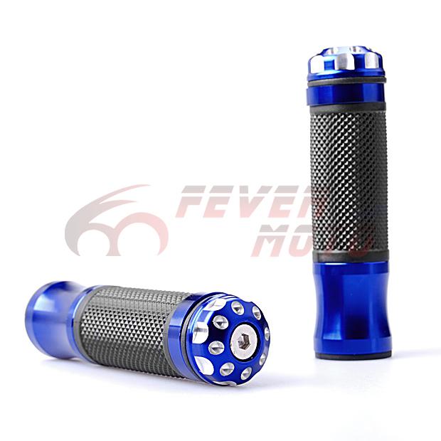 Fm hot handlebar hand grips black & blue bar end plugs for honda suzuki warranty