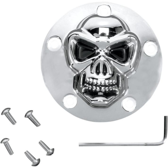 Drag specialties chrome 3-d skull points cover for harley twin cam