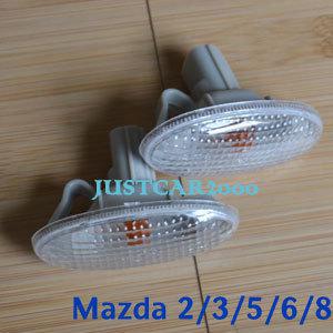 2pcs clear side marker lights fender lights fit mazda 2/3/5/6/8 etc