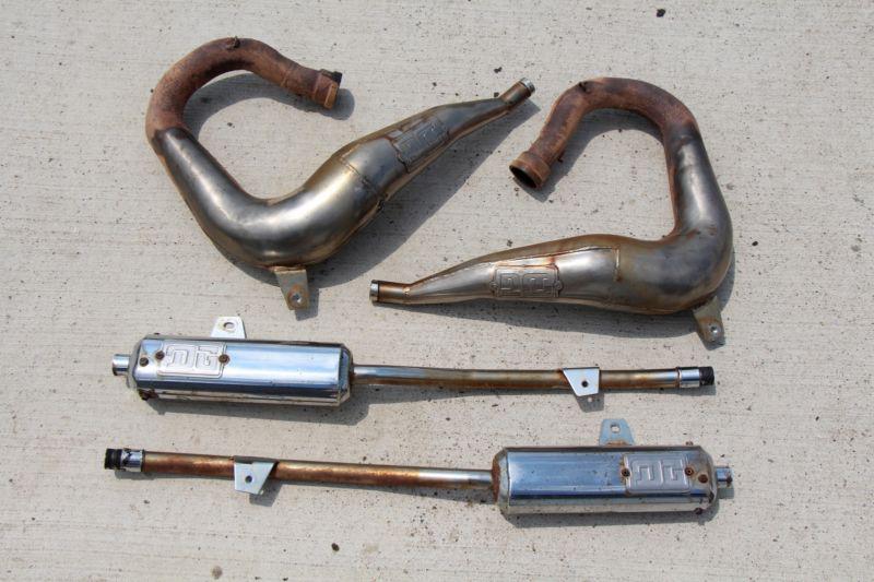 Dg aftermarket banshee exhaust pipes & silencers chrome + dg silencers b-4