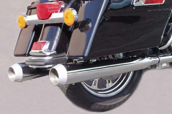 Bassani megaphone slip-on mufflers w/perf baffles 4" chrome harley flhtcse 2004