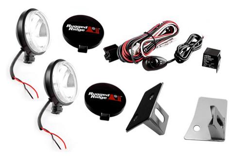 Rugged ridge 12496.07 - windshield fog light kit w stainless steel mounts