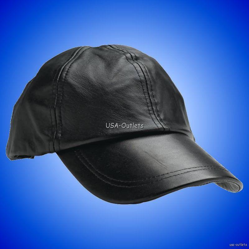 Black solid leather soft durable baseball ball adjustable cap hat comfortable