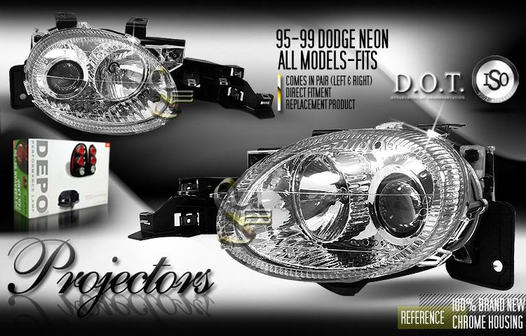 Depo pair euro chrome projector headlights 95-99 96 97 98 dodge plymouth neon