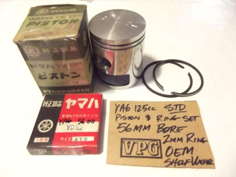 Yamaha ya6 ya7 125cc piston and ring set std bore 56mm nos 