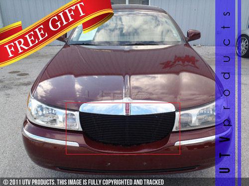 1998 - 2002 lincoln town car 1pc upper replacement blk billet grille 99 00 01