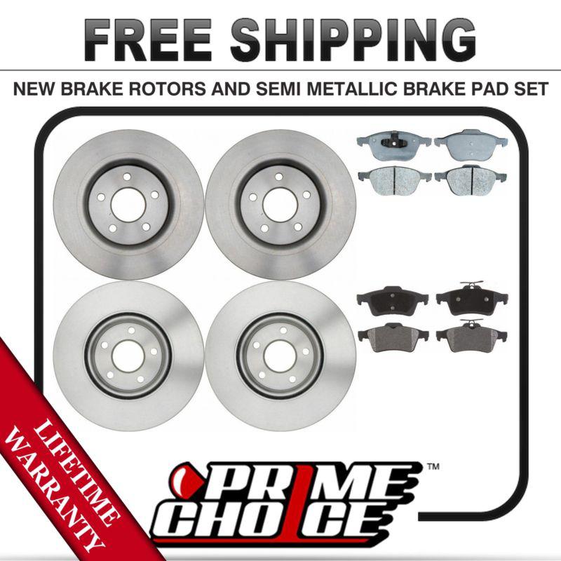 Front + rear kit (4) brake rotors & (8) brake pads with lifetime warranty