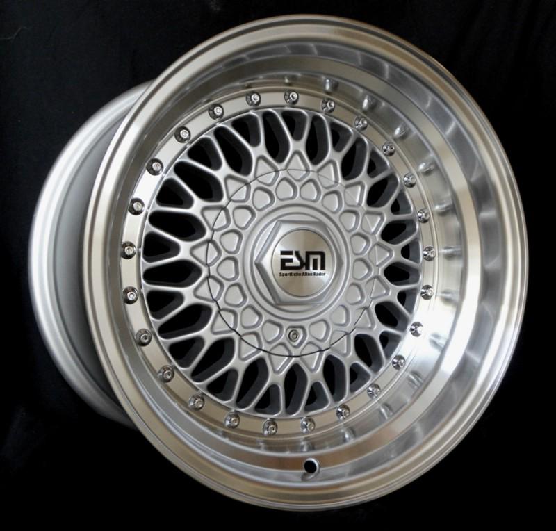 Silver 15x9 15" rs style wheels 5x100 et10 cb57.1 esm 002r toyota