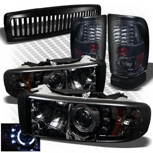 94-01 ram 1500, 94-02 2/3500 smoked headlights + led perform tail lights + grill