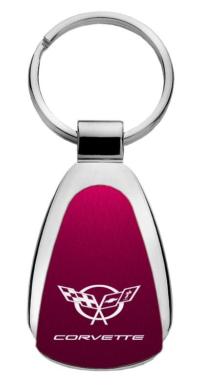 Chevrolet chevy corvette c5 burgundy tear drop keychain ring tag lanyard