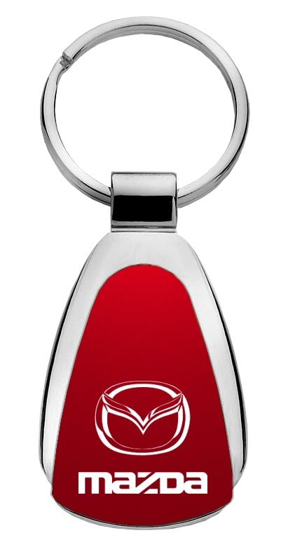 Mazda red tear drop metal keychain car key ring tag key fob logo lanyard