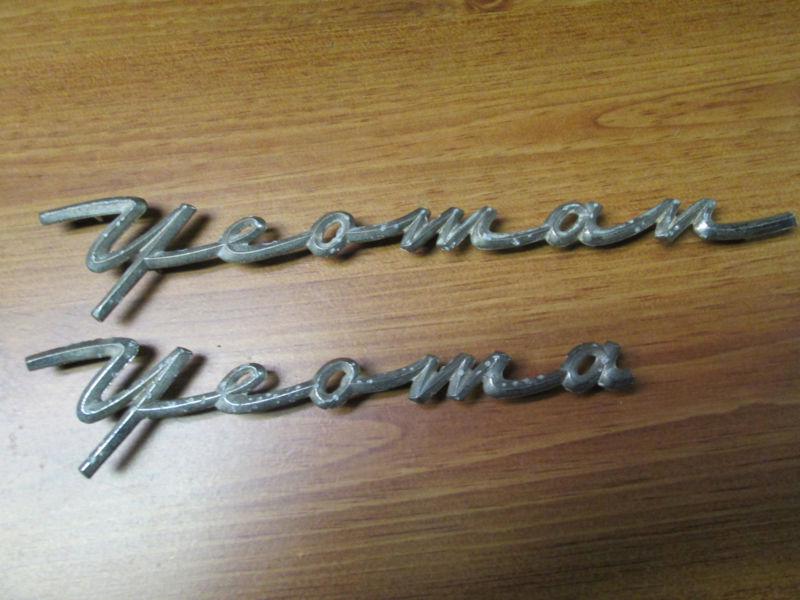 1958 chevy yeoman emblems script station wagon ornament badge chevrolet gm 58 57