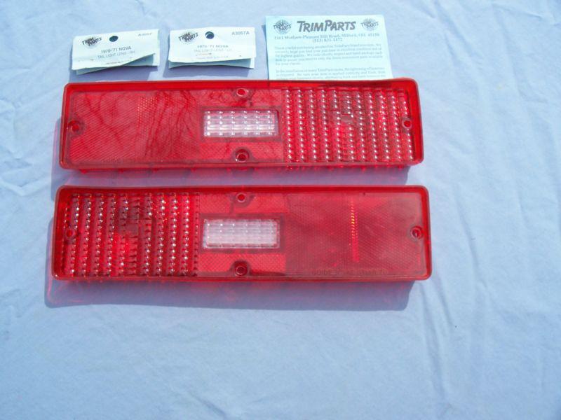 New 1970-1971 chevrolet nova+chevy ii tail lamp lenses 1 pair trim parts brand