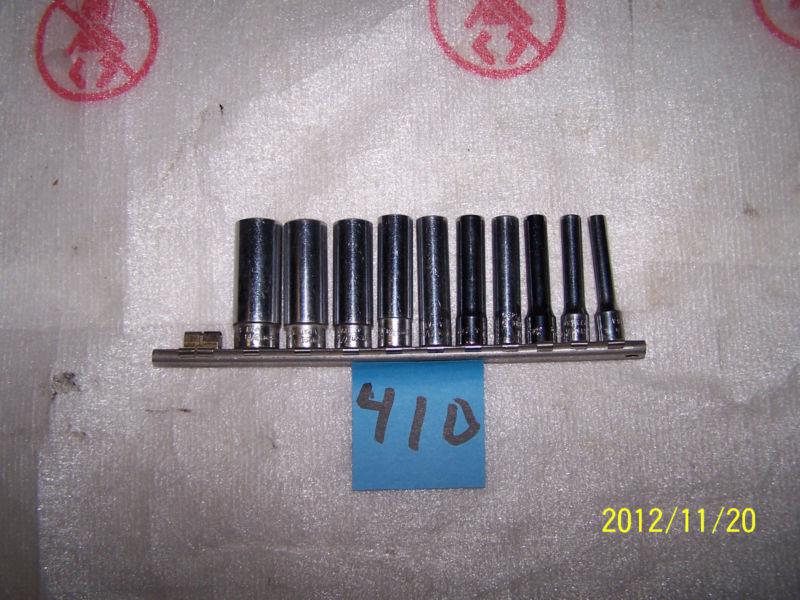  snapon 10pc 1/4"dr 6pt chrome sockets  3/16-9/16 used vgc #410