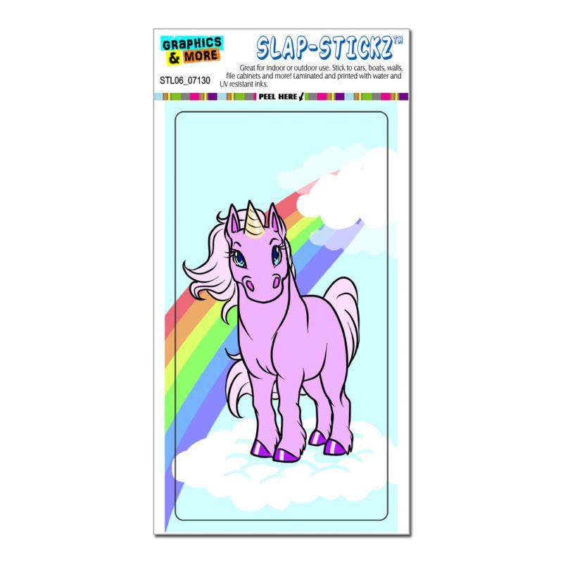 Cute pink unicorn on rainbow and cloud - slap-stickz™ window bumper sticker
