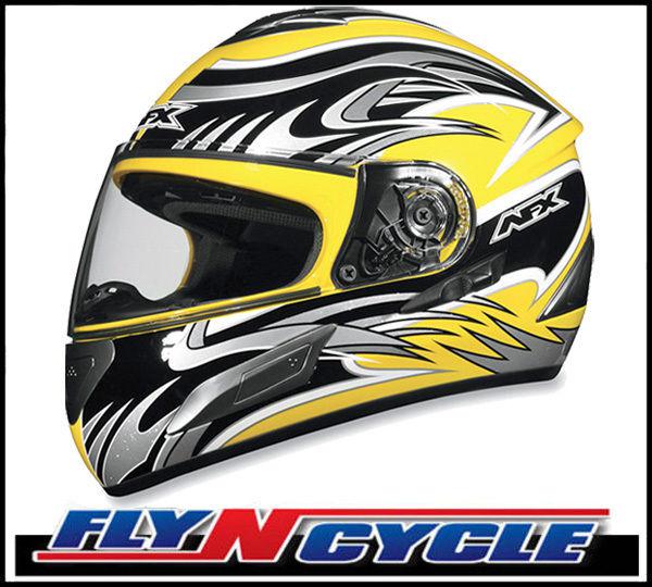 Afx fx-100 sun shield yellow multi 2xl full face motorcycle helmet dot xxl