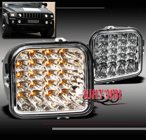 06-10 hummer h3 suv/09+ h3t pickup amber led corner light signal left+right pair