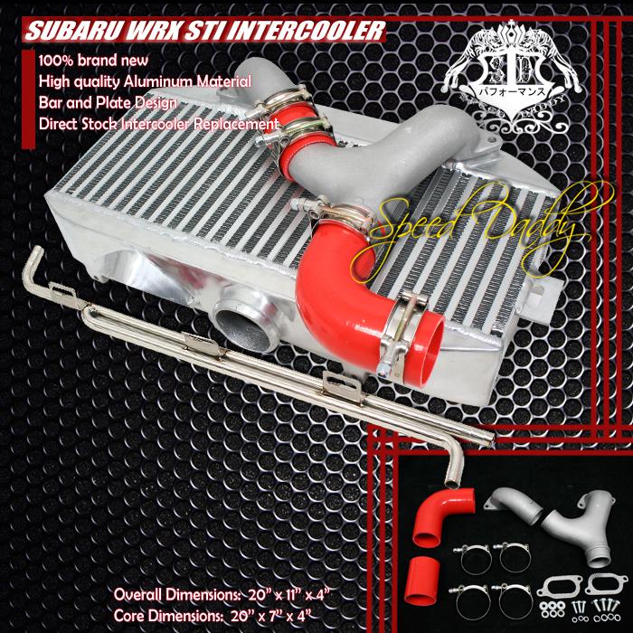 Aluminum bolt-on top-mount intercooler+red y-pipe 02-07 subaru impreza wrx/sti