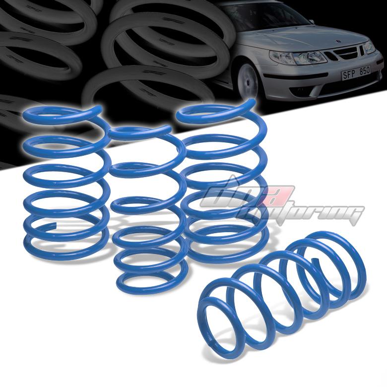 04-11 saab 9-3 2/4dr blue 1" drop racing suspension lowering springs f255/r235lb