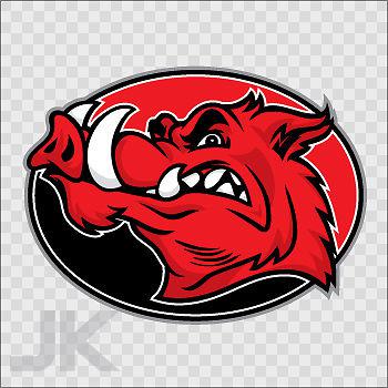 Decal stickers razorback pig razorbacks boar wild boars pigs red 0500 kaz74