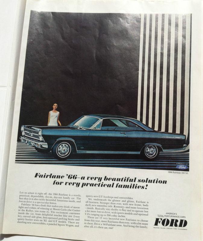 1965 ford fairlane  13 1/2 by 10 original print advertisement good for framing.