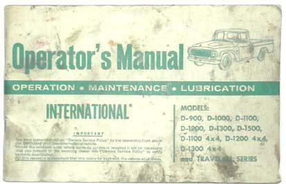 1964 international truck and travelall owners manual original 