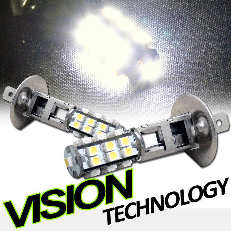 2pc xenon white super bright h1 25x smd led fog/driving light lamp bulbs pair 11