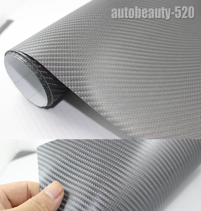 4d gloss air free carbon fiber vinyl wrap car sticker film dark gray 12" x 60"