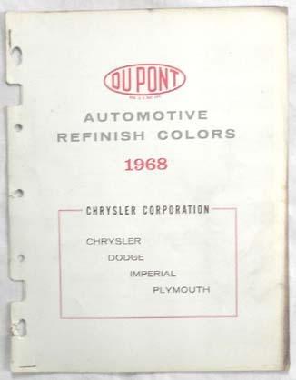 1968 chrysler dodge plymouth mopar dupont  color paint chip chart all models 