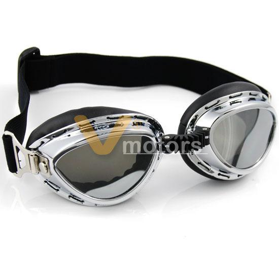 Steampunk chrome frame padded uv strap goggle sunglasses tactical war game party