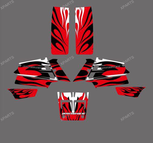 New style 3m red white decals stickers graphics kits for yamaha banshee 350 atv