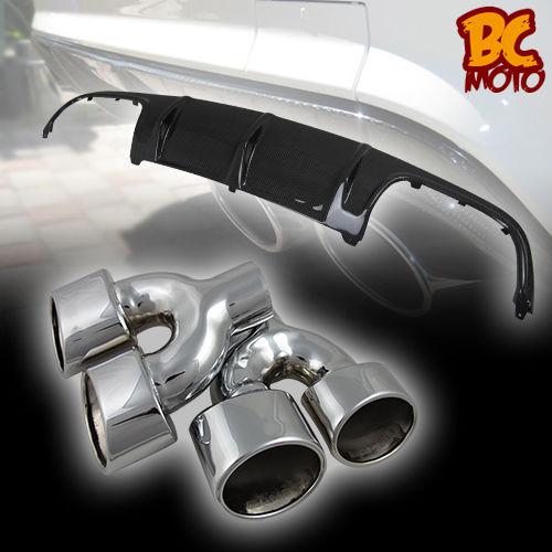 Mercedes benz w204 exhaust pipe double & carbon fiber rear diffuser bumper ▼